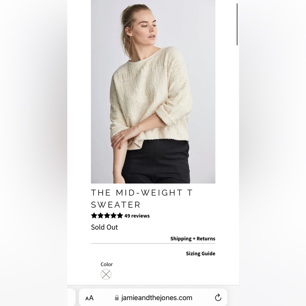 Jamie + the jones midweight sweater tee S